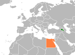 Map indicating locations of Armenia and Egypt