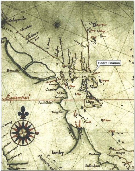 ملف:Hessel Gerritsz, Map of Sumatra showing Pedra Branca (1620).jpg