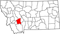 Map of Montana highlighting جيفيرسون