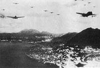 Battle of Hong Kong, 8 December 1941, Downtown British Hong Kong under Japanese air raid