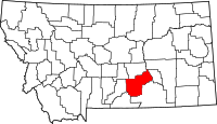 Map of Montana highlighting يلوستون