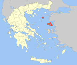 Location of Lesbos in Greece