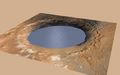 Ancient Lake fills Gale Crater on Mars (simulated view).