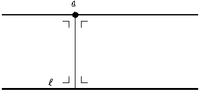 Property 3: Both l and m share a transversal line through a that intersect them at 90°.