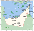 خريطة الإمارات العربية، حدودها مع السعودية حسب اتفاقية 1974.