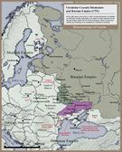 خريطة تاريخية لهتمانية القوزاق الأوكرانية وأراضي القوزاق الزاپوراگيين تحت حكم الامبراطورية الروسية (1751).