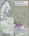 خريطة تاريخية لهتمانية القوزاق الأوكرانية وأراضي القوزاق الزاپوراچ تحت حكم الامبراطورية الروسية (1751).