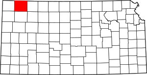 Map of Kansas highlighting Rawlins County