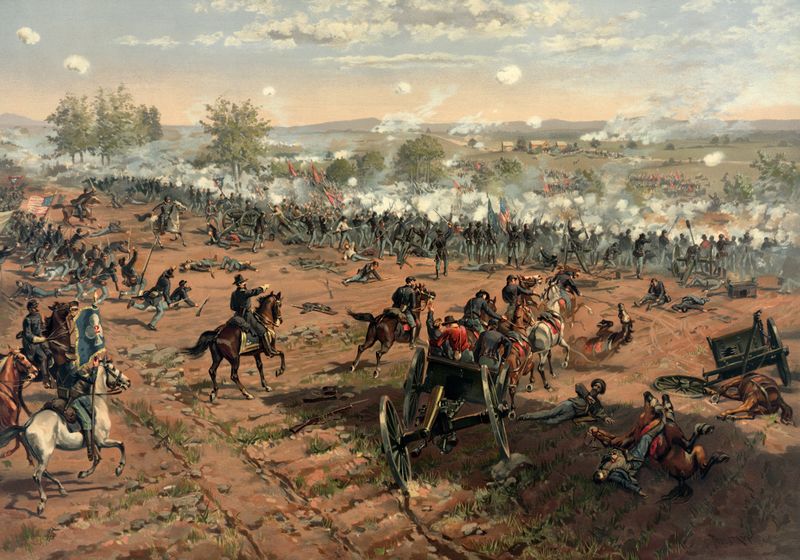 ملف:Thure de Thulstrup - L. Prang and Co. - Battle of Gettysburg - Restoration by Adam Cuerden (cropped).jpg