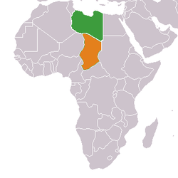 Map indicating locations of تشاد and ليبيا
