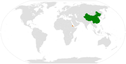 Map indicating locations of China and Eritrea