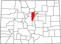 Map of Colorado highlighting جيفيرسون