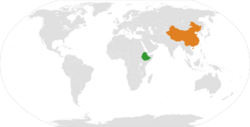 Map indicating locations of Ethiopia and People's Republic of China