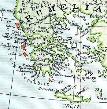 أراضي الجمهورية امتدت لسبع جزر رئيسية بالاضافة إلى جـُزيرات صغار في البحر الأيوني