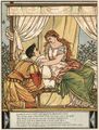 He stands—he stoops to gaze—he kneels—he wakes her with a kiss, woodcut by Walter Crane