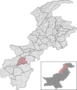 Bannu District (red) in Khyber Pakhtunkhwa