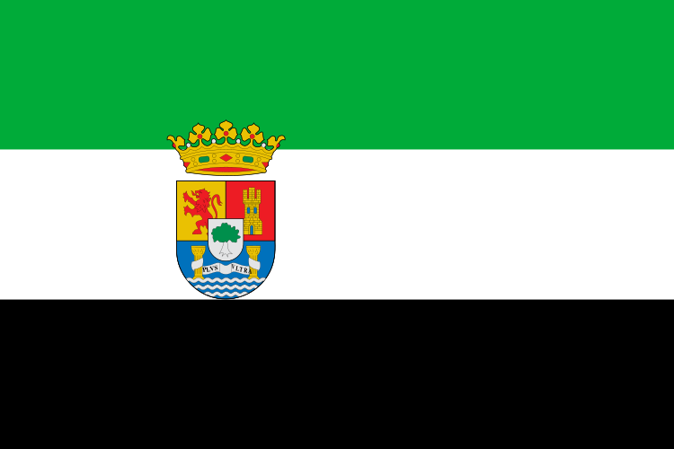 ملف:Flag of Extremadura, Spain (with coat of arms).svg