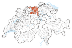 خريطة سويسرا، موقع كانتون أرگاو highlighted