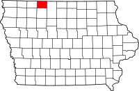 Map of Iowa highlighting إيميت