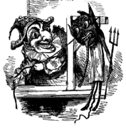 Detail of Punch hanging the Devil from first cover in 1841