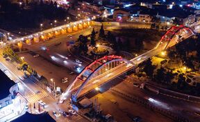 View of the Two Historical Bridges of Amol at Night