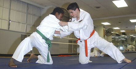 A green belt in judo.