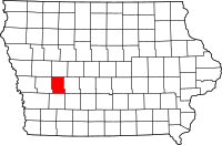Map of Iowa highlighting أودوبون