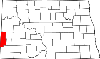 Map of North Dakota highlighting غولدن فالي