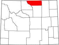 Map of Wyoming highlighting شيريدان