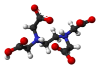 Ball and stick model of the EDTA molecule, in the zwitterionic form found in the solid state