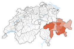 خريطة سويسرا، موقع گراوبوندن highlighted