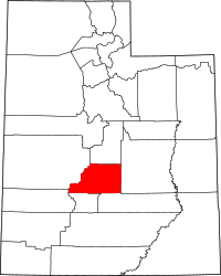 Map of Utah highlighting سيفير