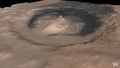 Gale Crater-Colorized composite of MOC wide angle and MGS laser altimeter data. Credit NASA/JPL.MSSS