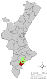 Location of Alacant in the Valencian Community
