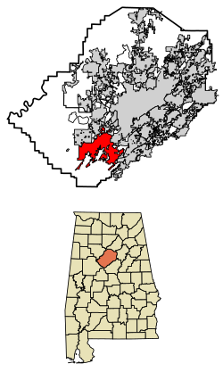 Location of Bessemer in Jefferson County, Alabama.