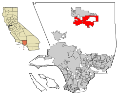 Location of Palmdale in Los Angeles County, California