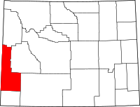 Map of Wyoming highlighting لينكون