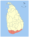 Area map of Southern Province of Sri Lanka