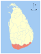 Map indicating the extent of Southern Province within Sri Lanka