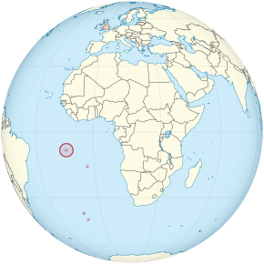 Location of Ascension Island in the southern Atlantic Ocean