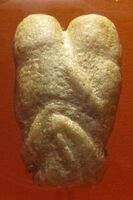 The Ain Sakhri lovers; c. 9000 BCE (late Epipalaeolithic Near East); calcite; height: 10.2 cm, width: 6.3 cm; from Ain Sakhri (near Bethleem, Israel); British Museum (London)