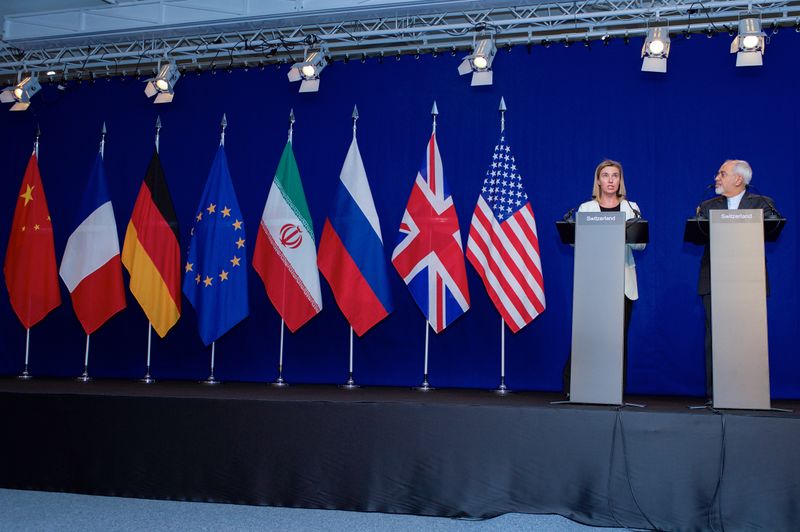ملف:Negotiations about Iranian Nuclear Program - EU High Representative Mogherini and Iranian Foreign Minister Zarif Address Reporters in Lausanne.jpg