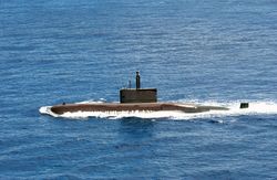 Republic of Korea (ROK) Chang Bogo Type 209/1200 Submarine Chang Bogo heads out to sea during exercise Rim of the Pacific (RIMPAC) 2004.