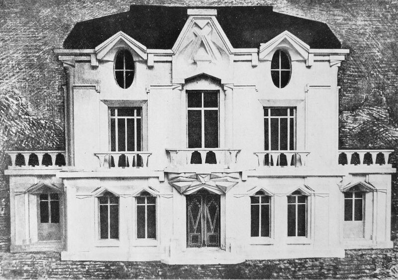 ملف:Raymond Duchamp-Villon, 1912, Projet d'hôtel, Maquette de la façade de la Maison Cubiste, published in Les Peintres Cubistes, 1913.jpg
