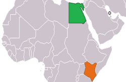Map indicating locations of Egypt and Kenya