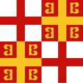 Variant of the imperial flag, mid-14th century. It depicts St George's Cross and the arms of the Empire.[2][4]