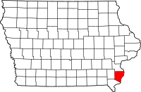 Map of Iowa highlighting دي موين