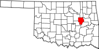 Map of Oklahoma highlighting أوكمولغي
