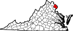 State map highlighting Fairfax County