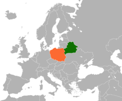 Map indicating locations of Belarus and Poland